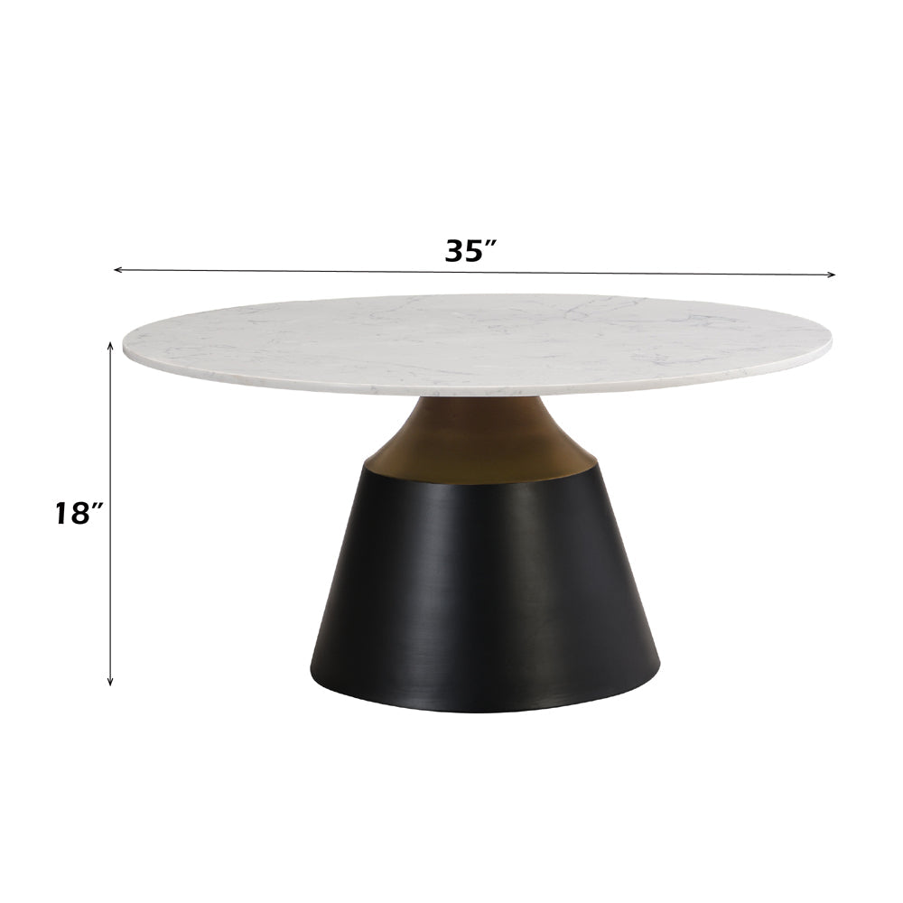ACME Jaramillo White Natural Marble Top & Black Coffee Table Model LV04045