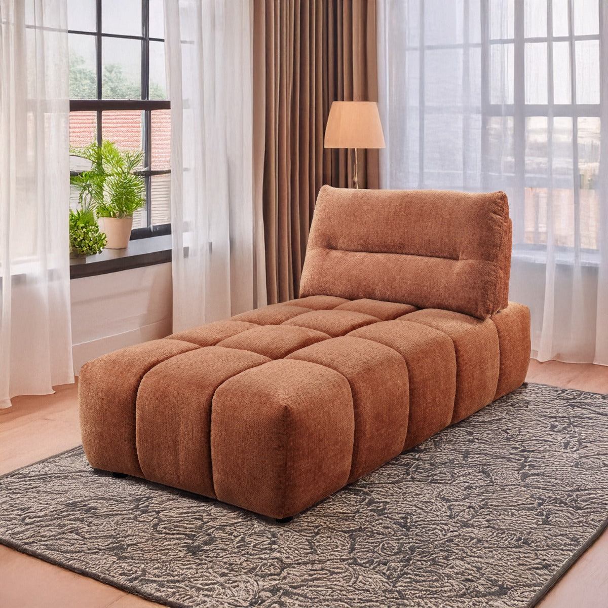 ACME Loanna Coral Red Linen Modular Chaise Model LV04051