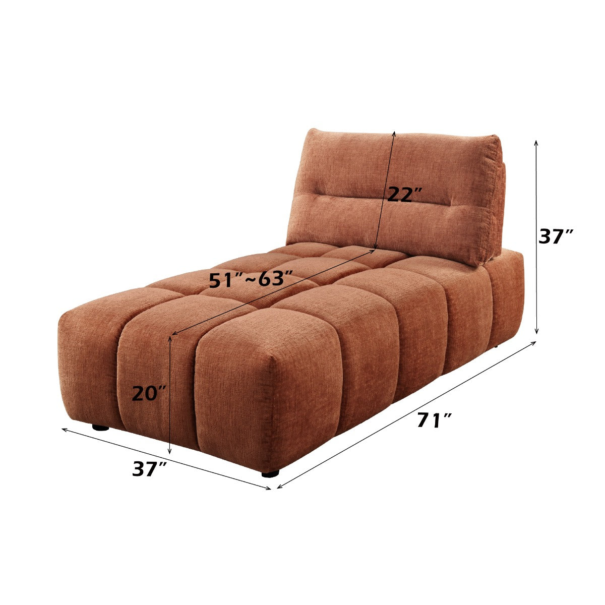 ACME Loanna Coral Red Linen Modular Chaise Model LV04051