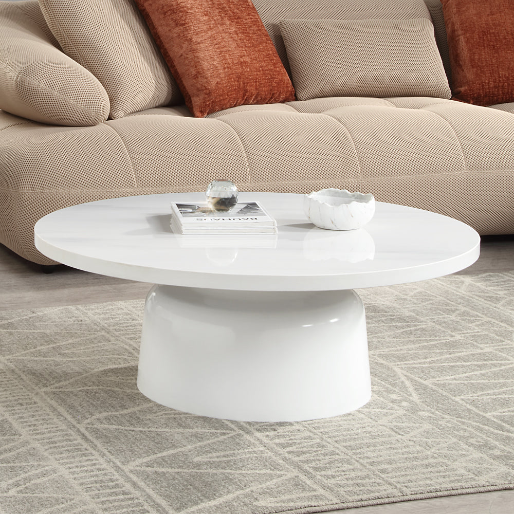 ACME Zaid Engineering Marble & White High Gloss Coffee Table Model LV04225