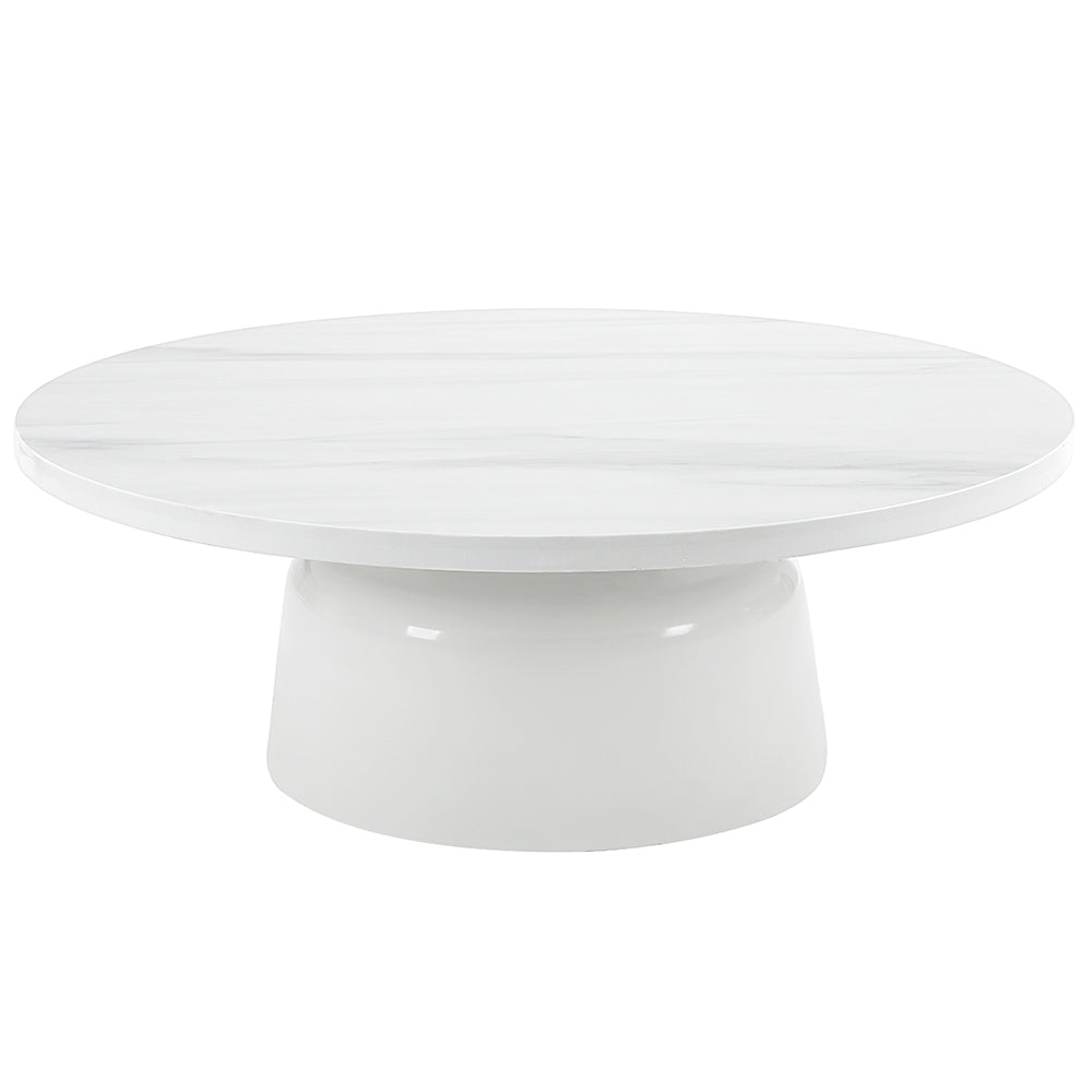 ACME Zaid Engineering Marble & White High Gloss Coffee Table Model LV04225