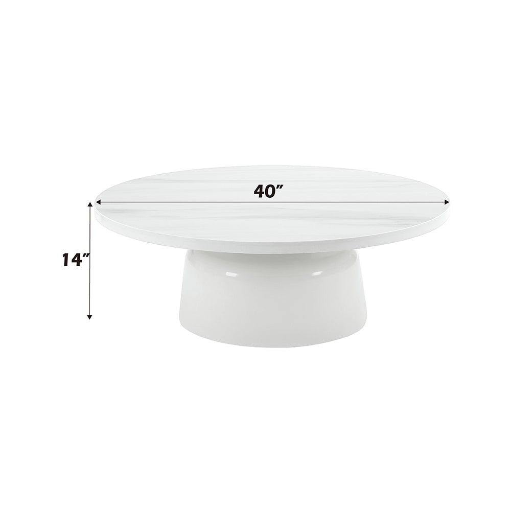 ACME Zaid Engineering Marble & White High Gloss Coffee Table Model LV04225