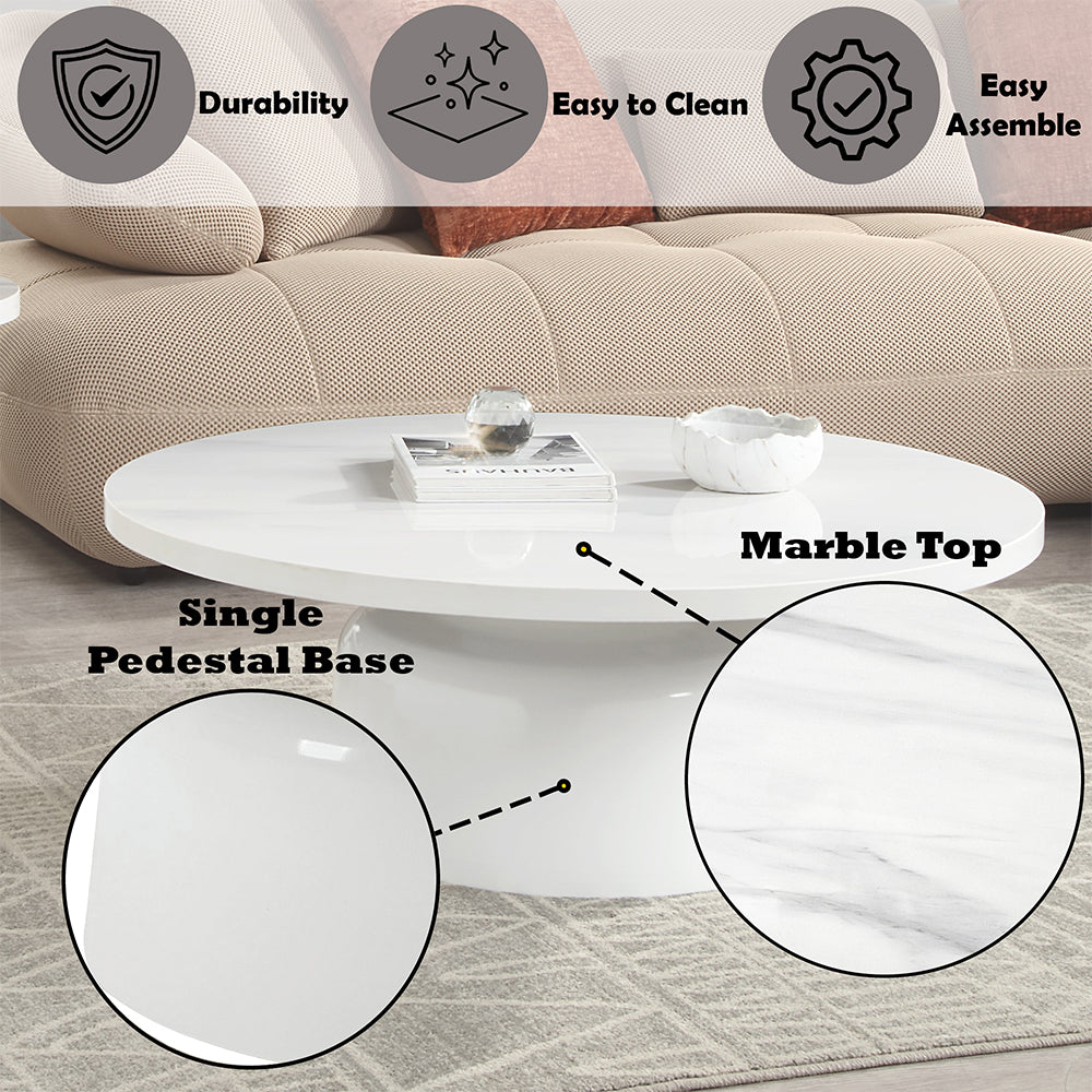 ACME Zaid Engineering Marble & White High Gloss Coffee Table Model LV04225