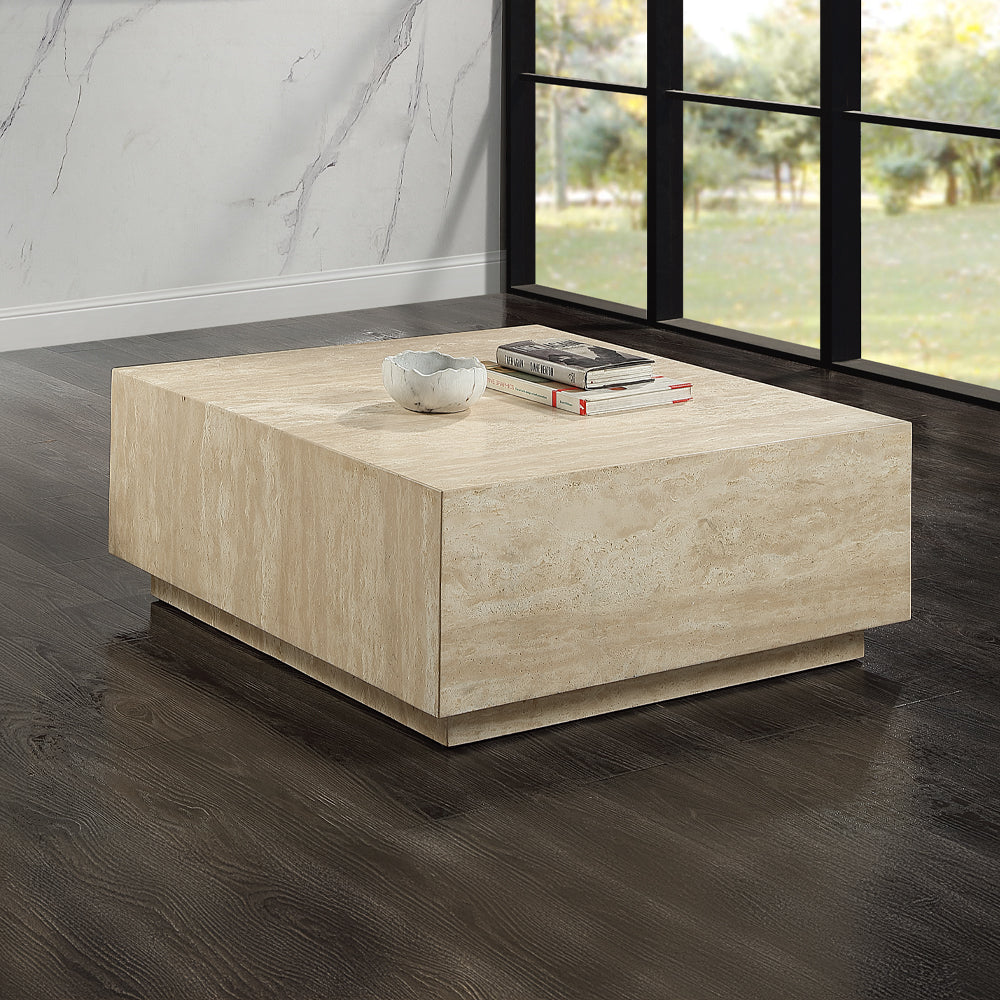 ACME Deon Beige Natural Marble Coffee Table with Natural Marble Top Model LV04245