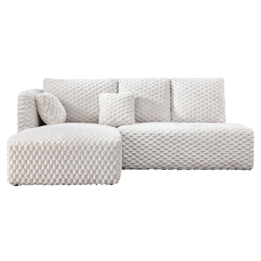 ACME Manya Ivory Corduroy Sectional Sofa Model LV04260