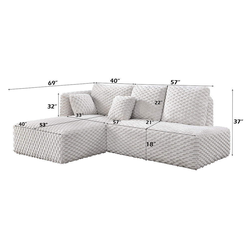 ACME Manya Ivory Corduroy Sectional Sofa Model LV04260