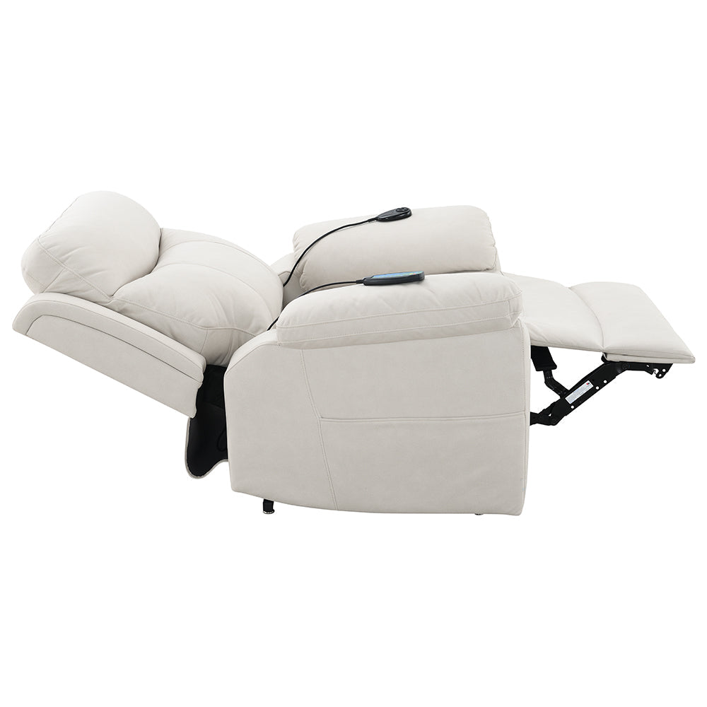 ACME Chriki Beige Polished Microfiber Power Recliner with Lift & Heating & Massage Model LV04271