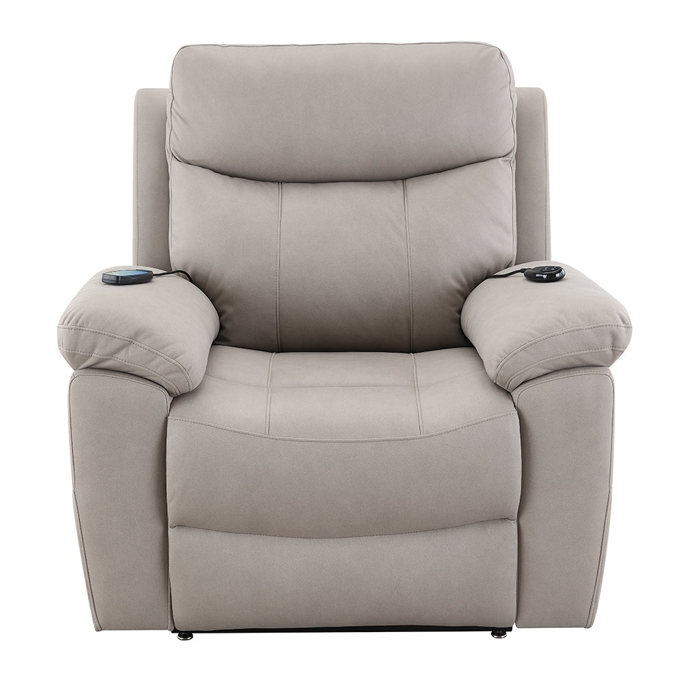 ACME Chriki Light Gray Polished Microfiber Power Recliner with Lift & Heating & Massage Model LV04272