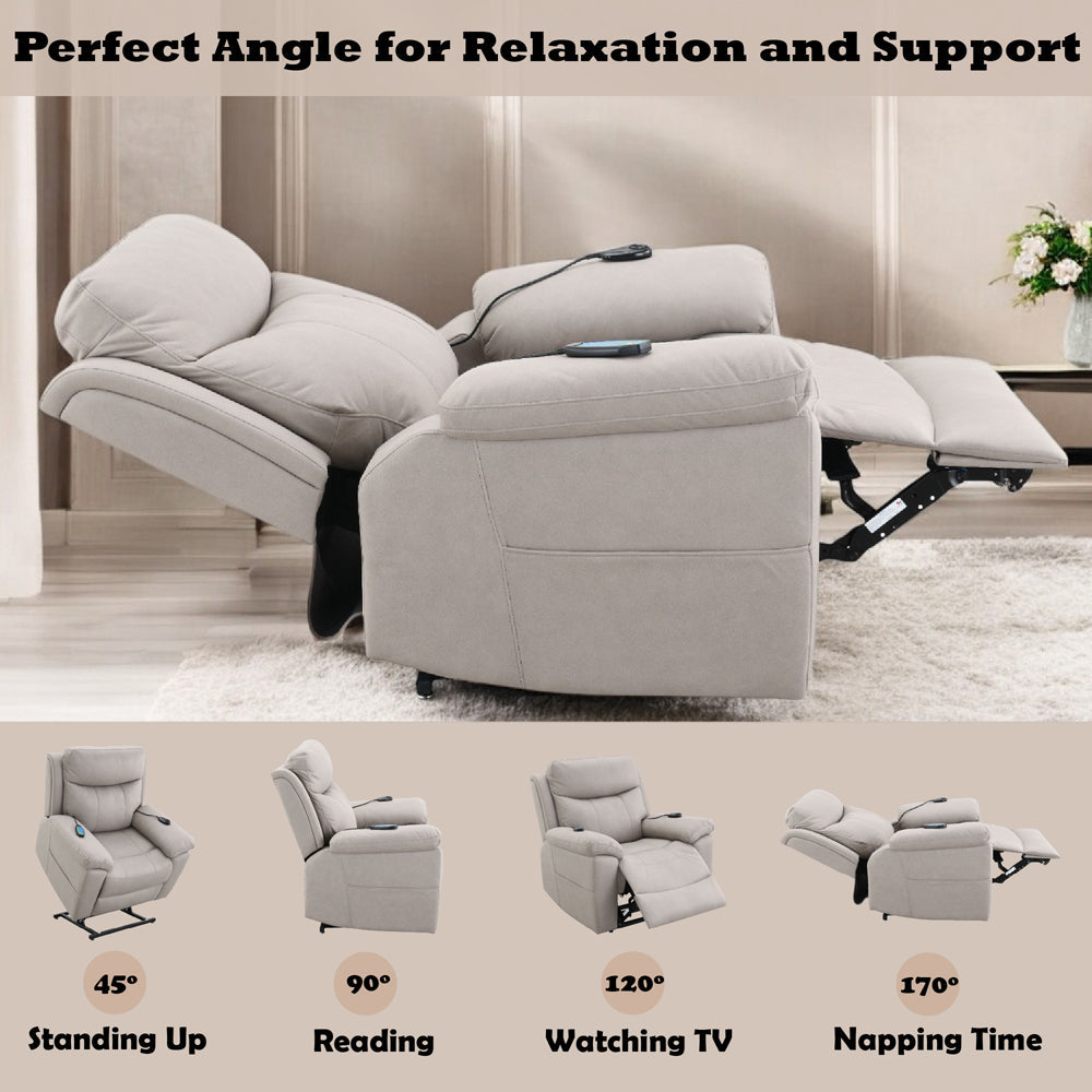 ACME Chriki Light Gray Polished Microfiber Power Recliner with Lift & Heating & Massage Model LV04272