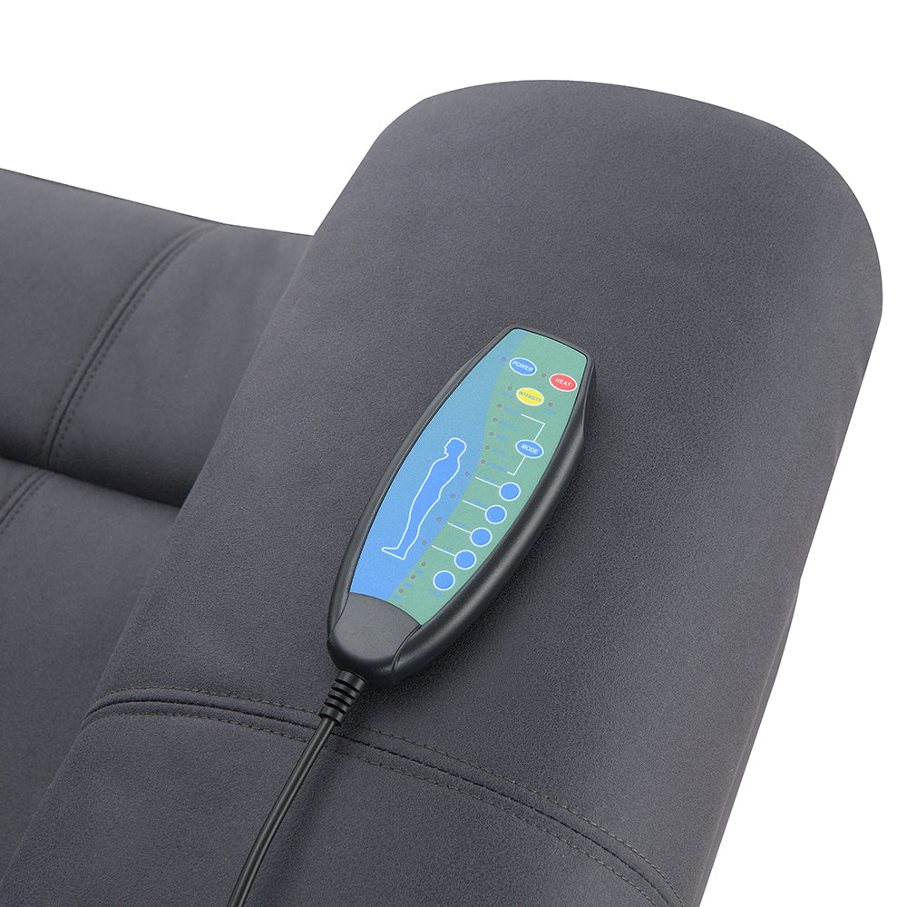 ACME Domana Dark Blue Polished Microfiber Power Recliner with Lift & Heating & Massage Model LV04274