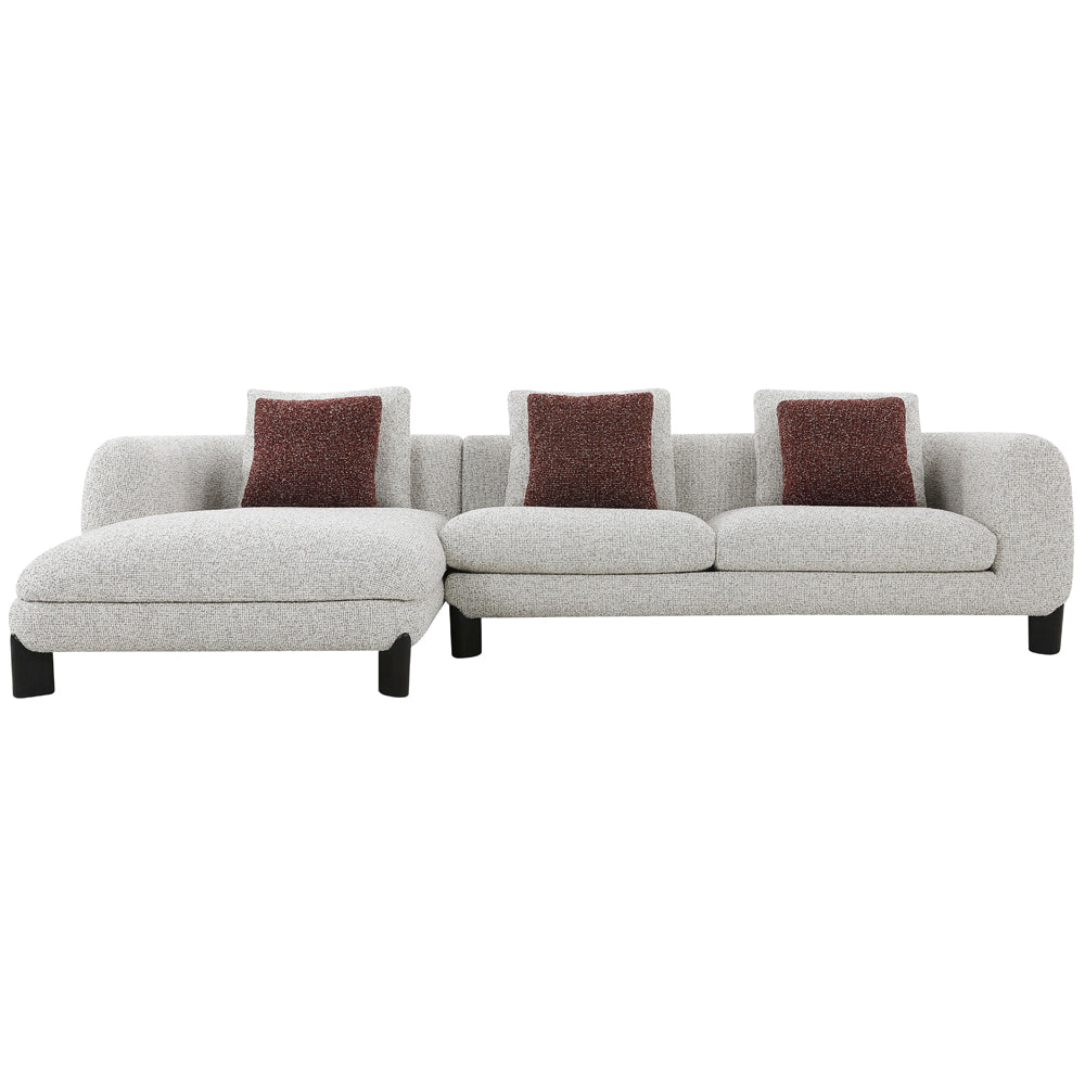 ACME Mardi Maroon & Beige Tweed Sectional Sofa with 6 Pillows Model LV04280
