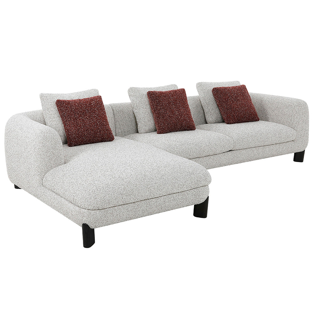 ACME Mardi Maroon & Beige Tweed Sectional Sofa with 6 Pillows Model LV04280