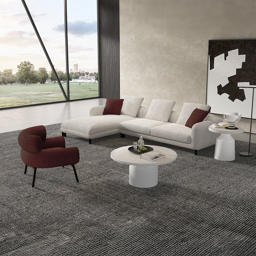 ACME Mardi Maroon & Beige Tweed Sectional Sofa with 6 Pillows Model LV04280