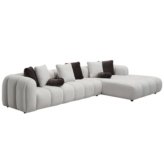 ACME Manilla Ivory White Linen Sectional Sofa with 8 Pillows Model LV04320