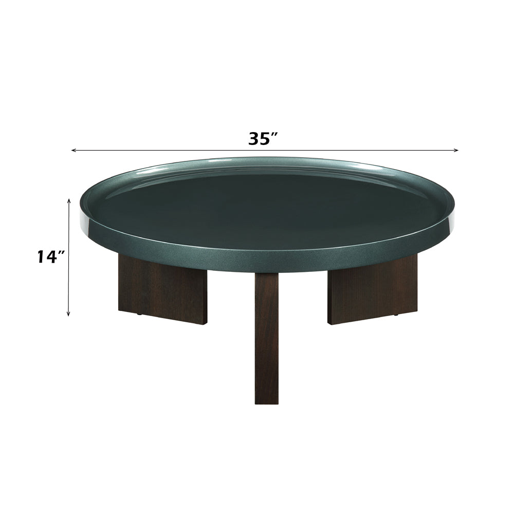 ACME Lakita Blackish Green/ Dark Blond High Gloss & Smoked Oak Coffee Table Model LV04405