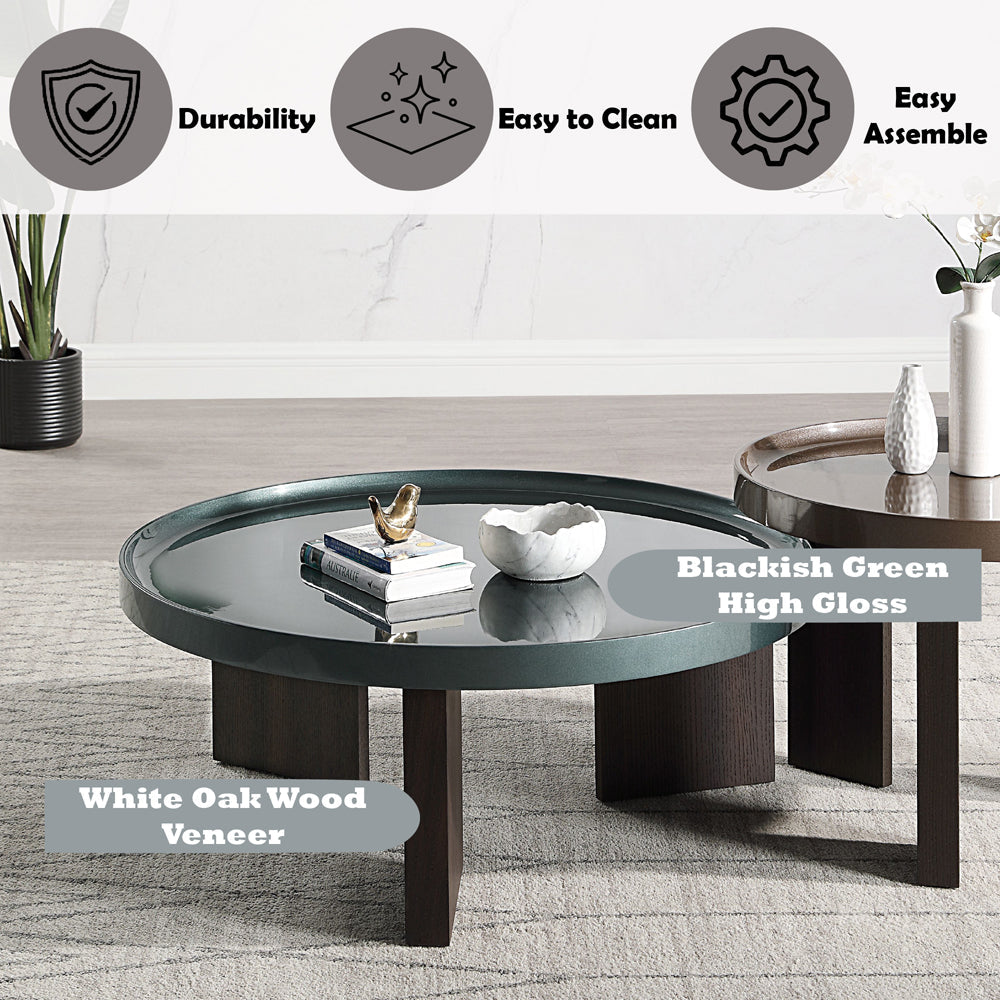 ACME Lakita Blackish Green/ Dark Blond High Gloss & Smoked Oak Coffee Table Model LV04405