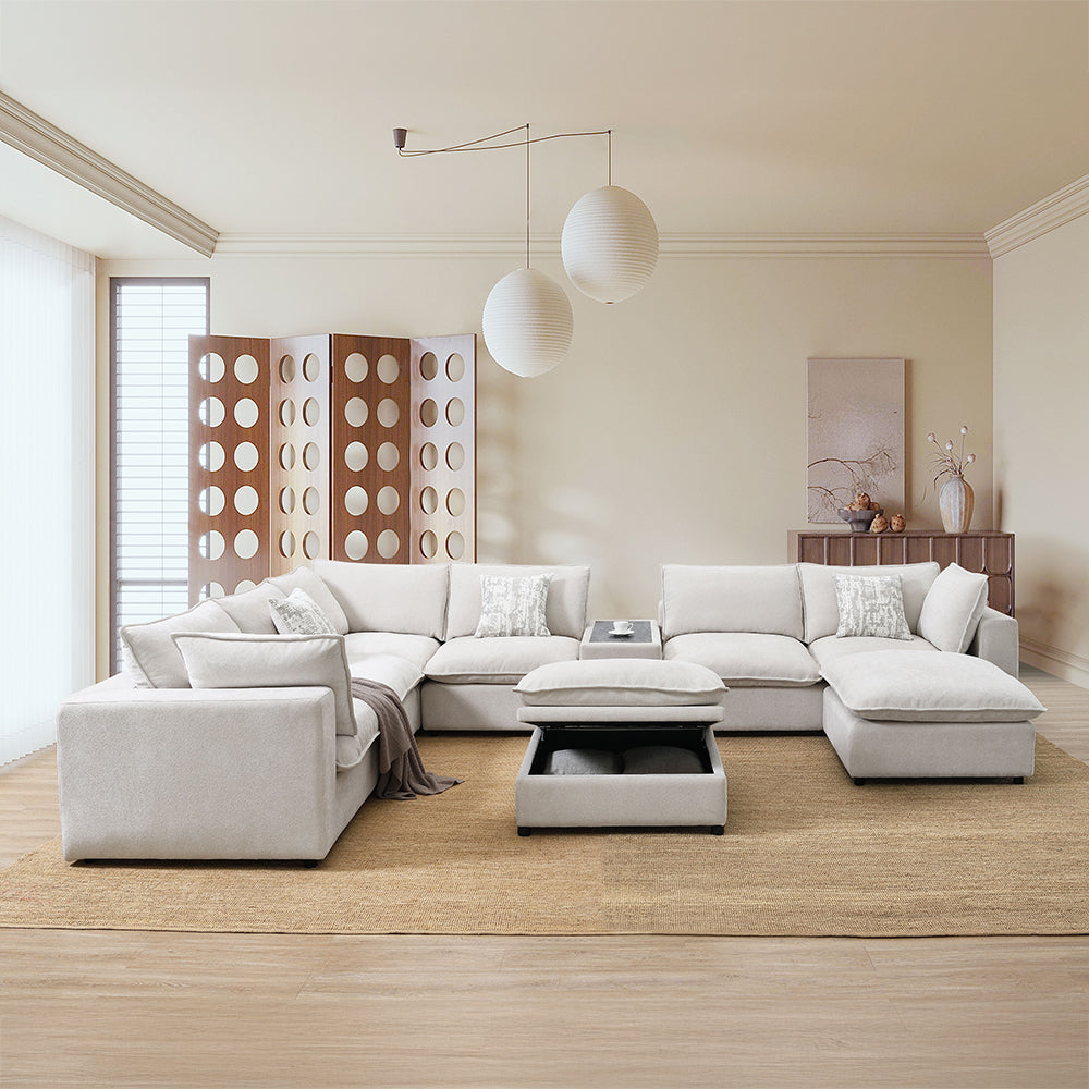 ACME Marisa Beige Boucle Modular LF Loveseat with 2 Pillows Model LV04410