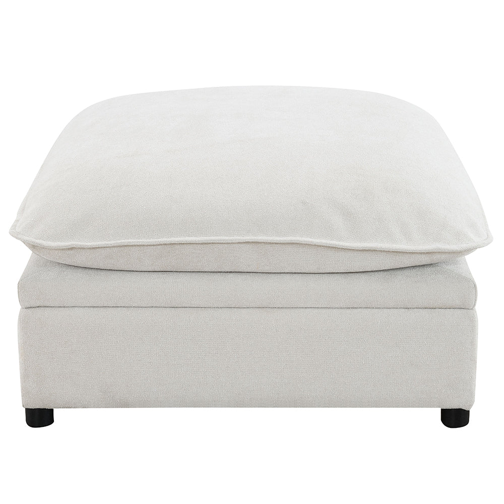 ACME Marisa Beige Boucle Modular Ottoman with Storage Model LV04415