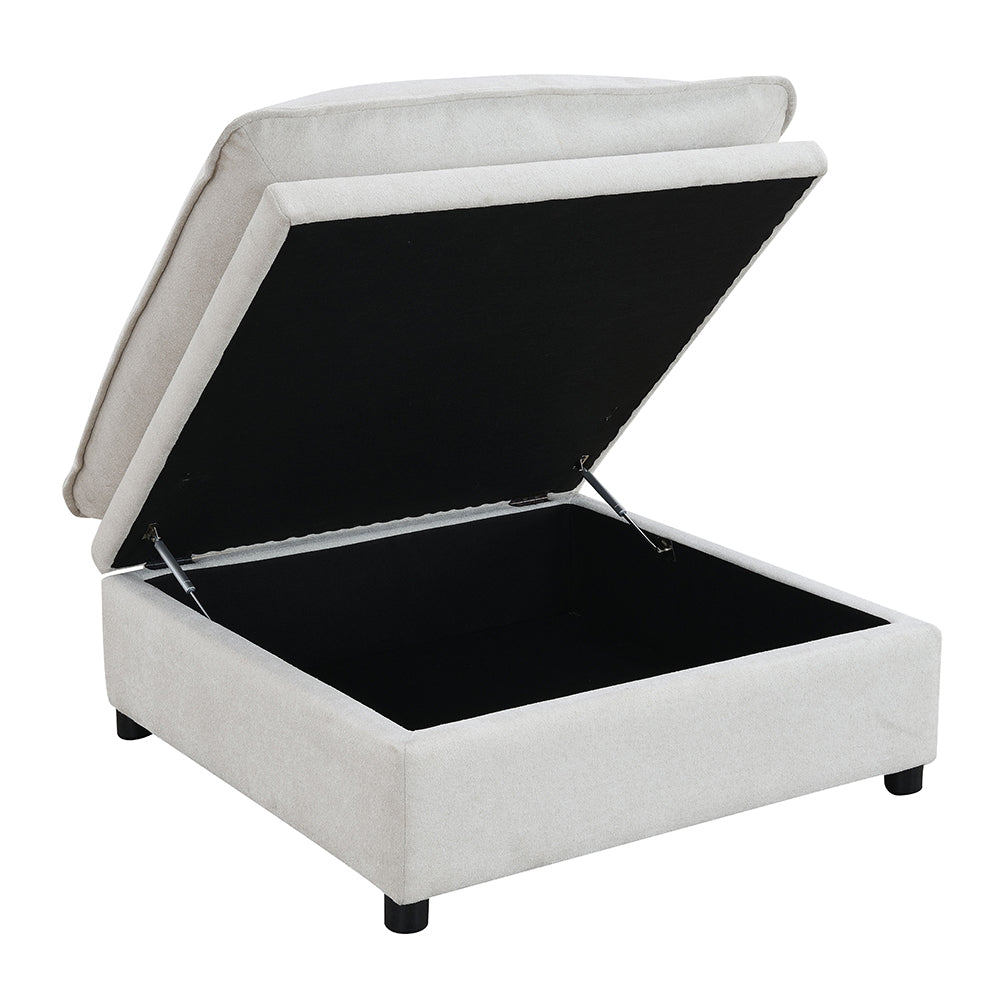 ACME Marisa Beige Boucle Modular Ottoman with Storage Model LV04415