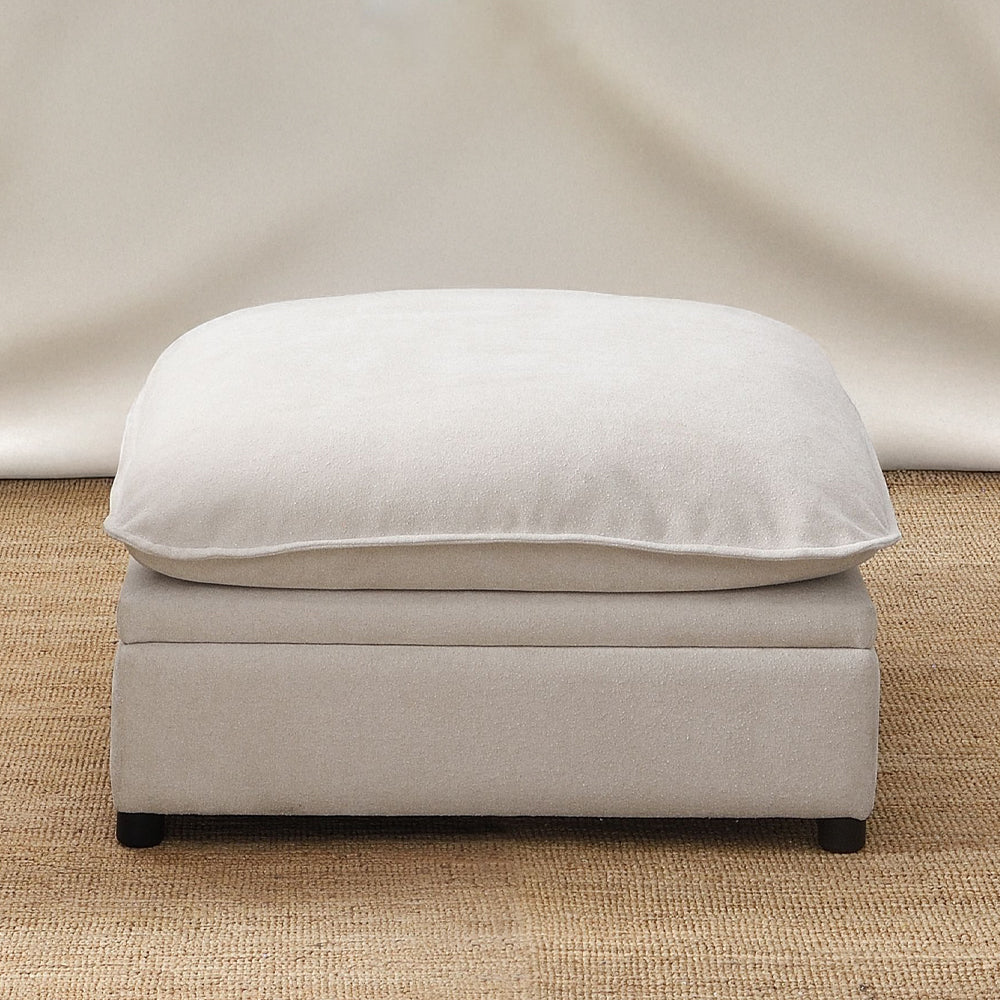 ACME Marisa Beige Boucle Modular Ottoman with Storage Model LV04415