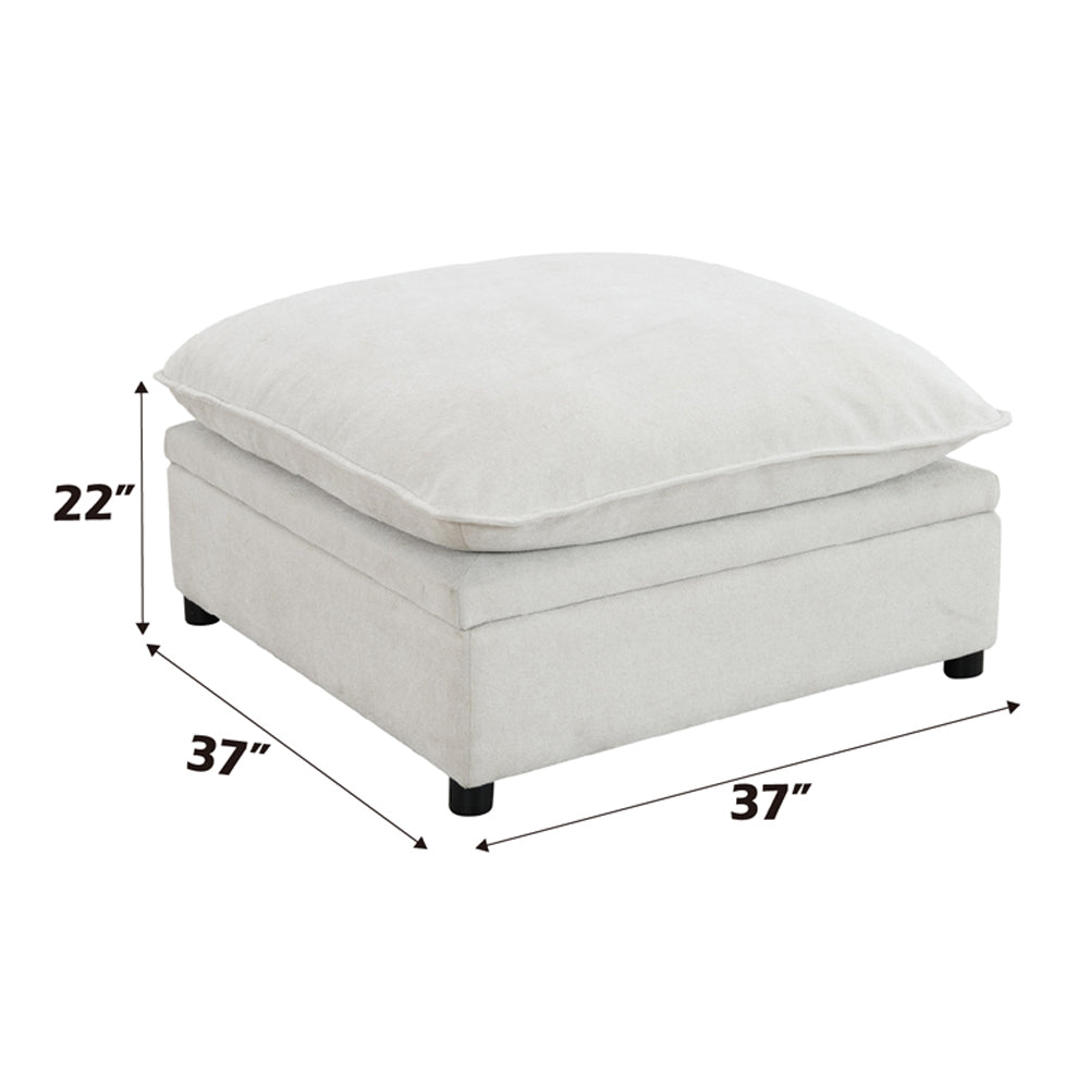 ACME Marisa Beige Boucle Modular Ottoman with Storage Model LV04415