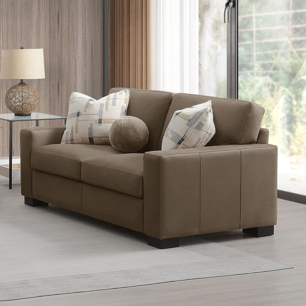 ACME Darya Brown Suede Fabric Loveseat with 3 Pillows Model LV04531