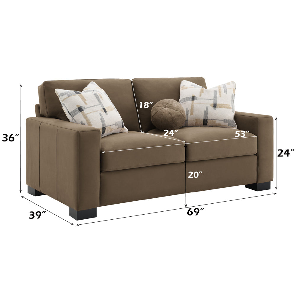 ACME Darya Brown Suede Fabric Loveseat with 3 Pillows Model LV04531