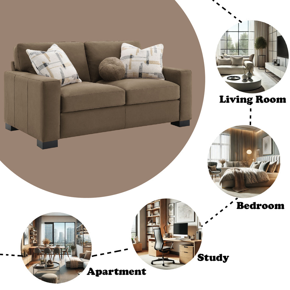 ACME Darya Brown Suede Fabric Loveseat with 3 Pillows Model LV04531
