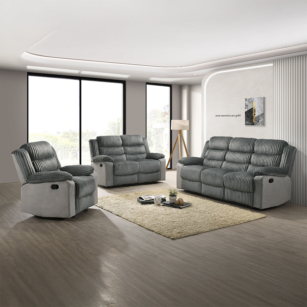ACME Lesley Gray Corduroy & Velvet Motion Loveseat Model LV04621