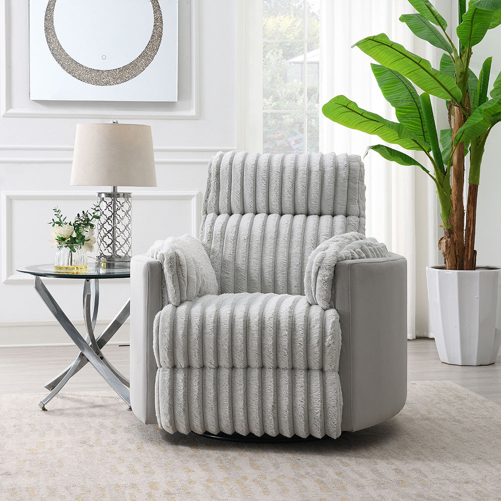 ACME Emee Gray Corduroy Glider Recliner with Swivel Model LV04640