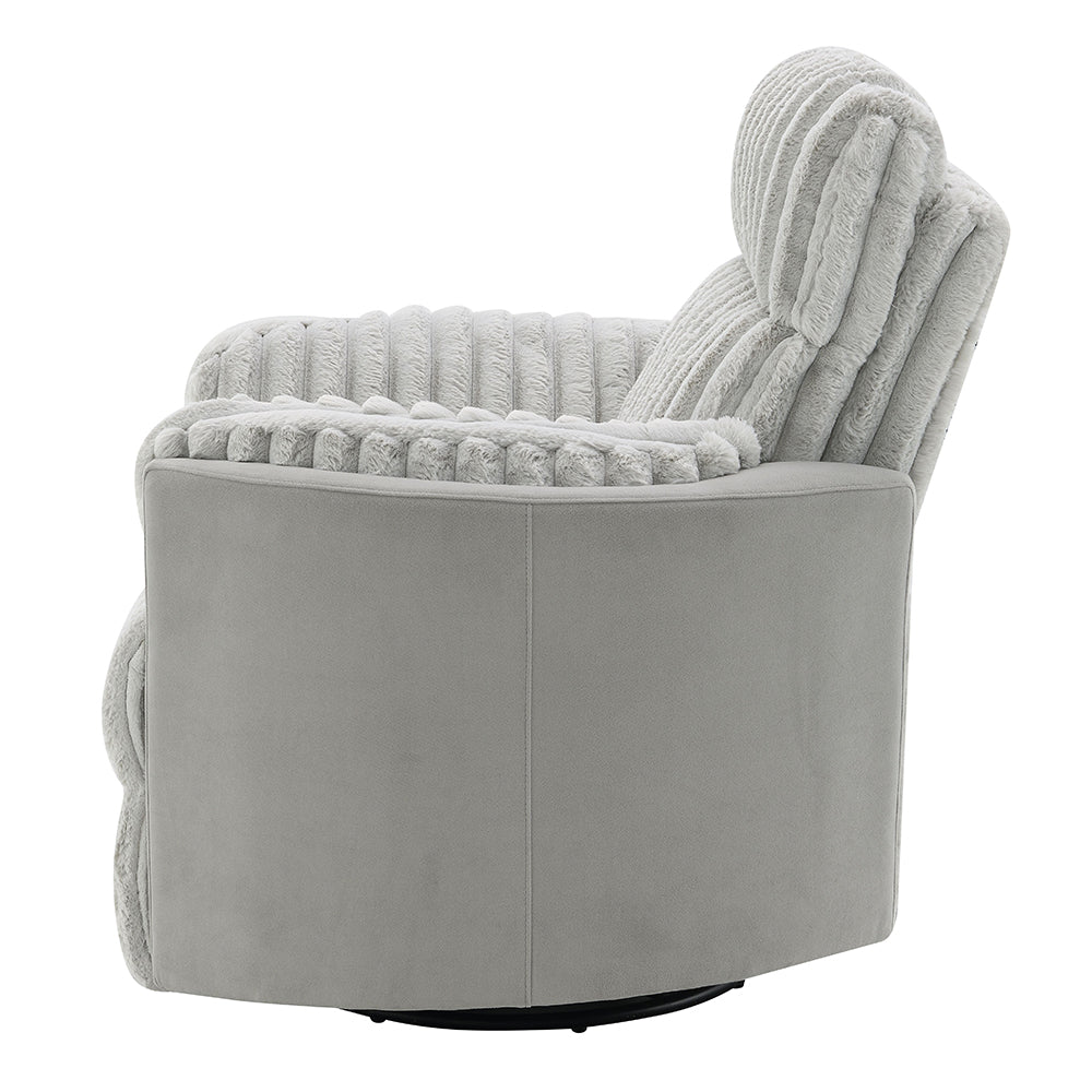ACME Emee Gray Corduroy Glider Recliner with Swivel Model LV04640