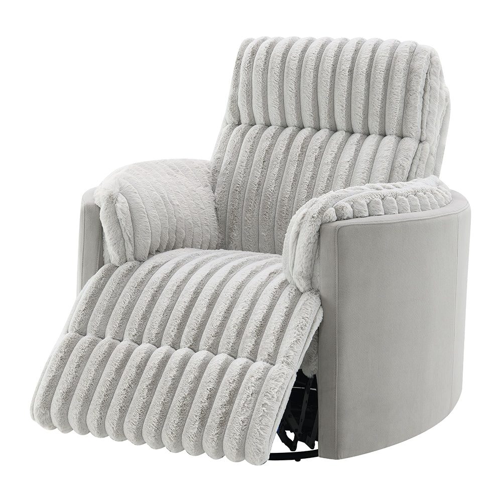 ACME Emee Gray Corduroy Glider Recliner with Swivel Model LV04640