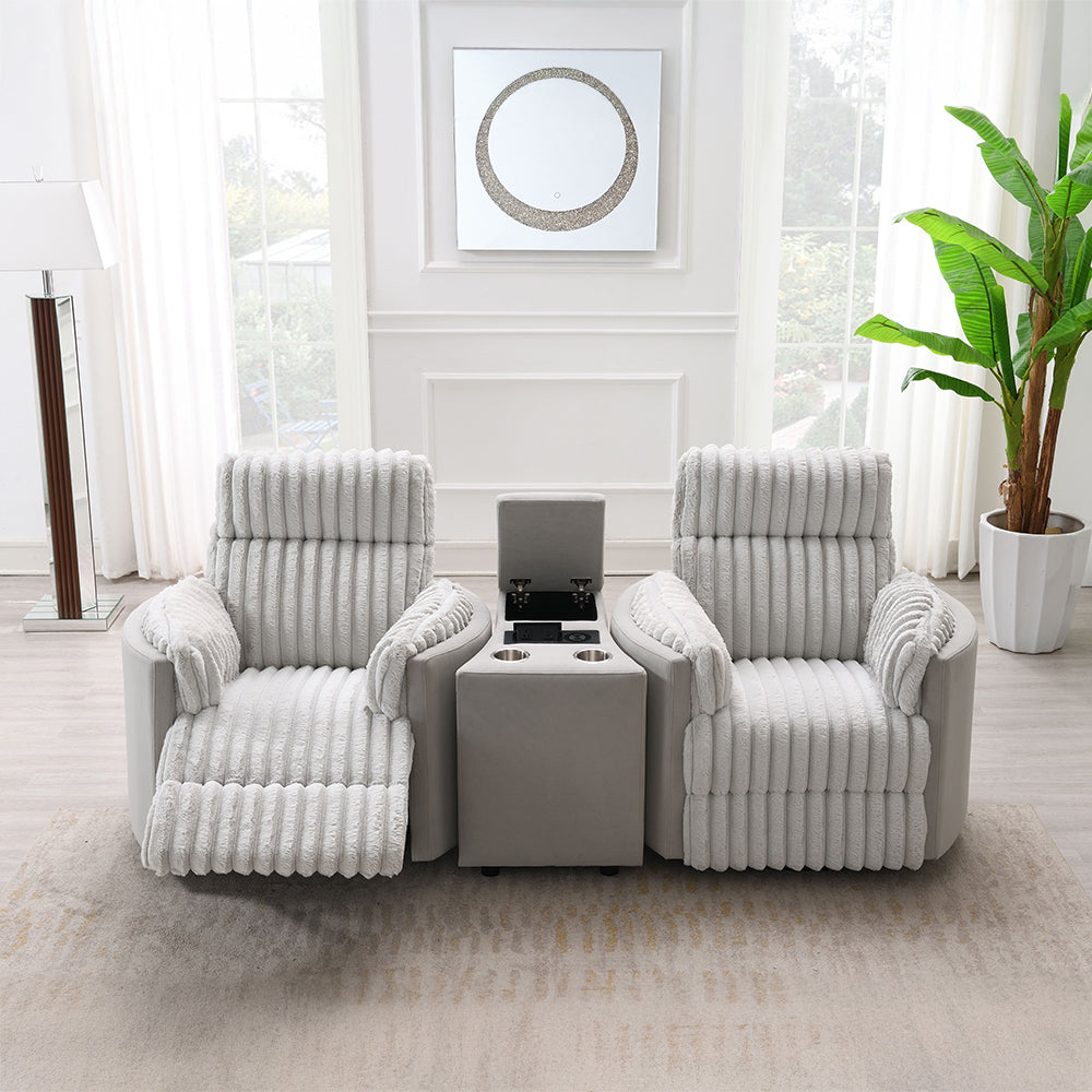 ACME Emee Gray Corduroy Glider Recliner with Swivel Model LV04640