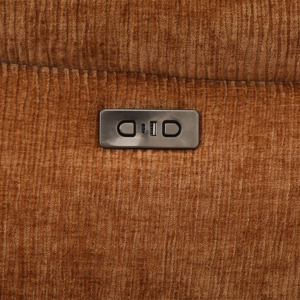 ACME Emmy Orange Chenille Power Motion Sectional Sofa with USB Port Model LV04650