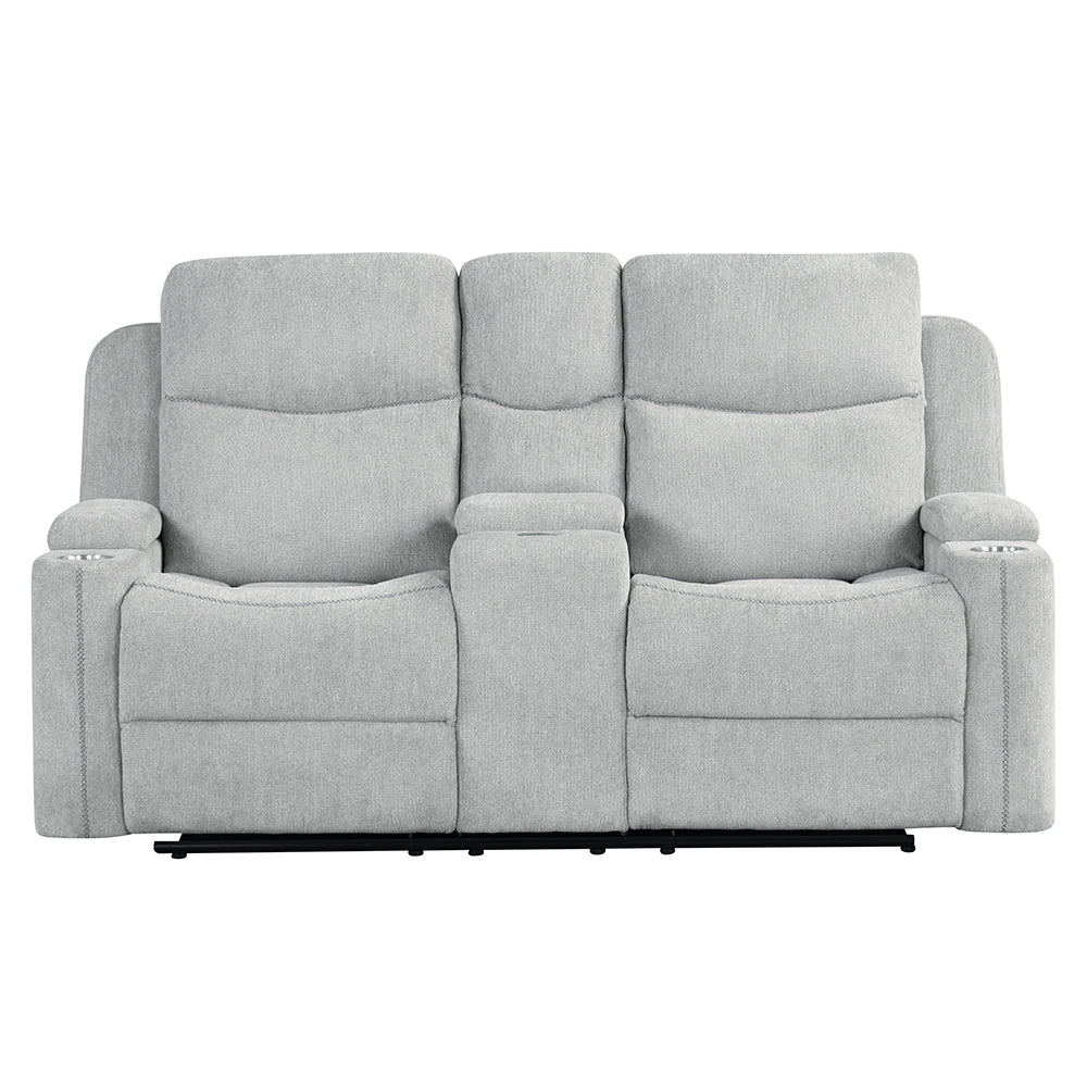 ACME Galya Light Gray Chenille Motion Loveseat with Console Model LV04681