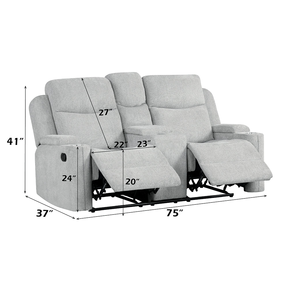 ACME Galya Light Gray Chenille Motion Loveseat with Console Model LV04681