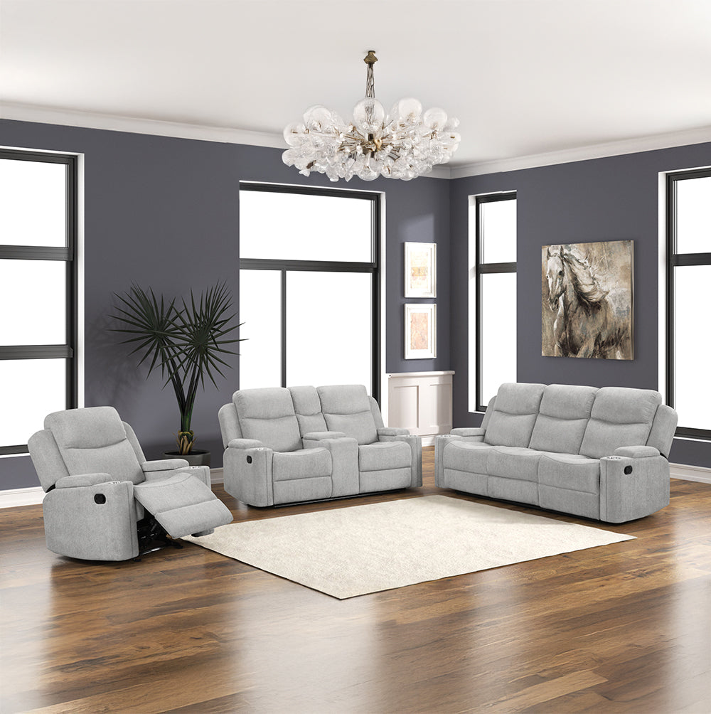 ACME Galya Light Gray Chenille Motion Glider Recliner Model LV04682