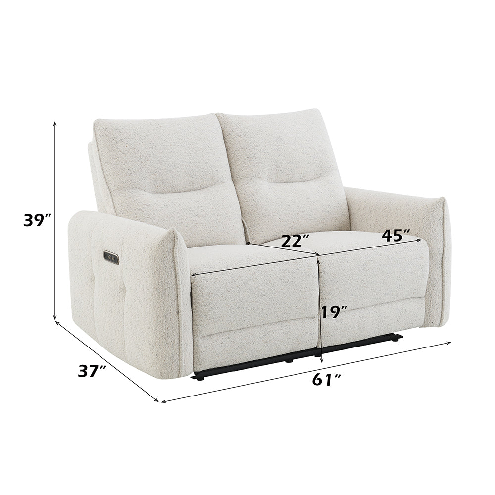 ACME Lalisa Cream Chenille Power Motion Loveseat with USB Port Model LV04781
