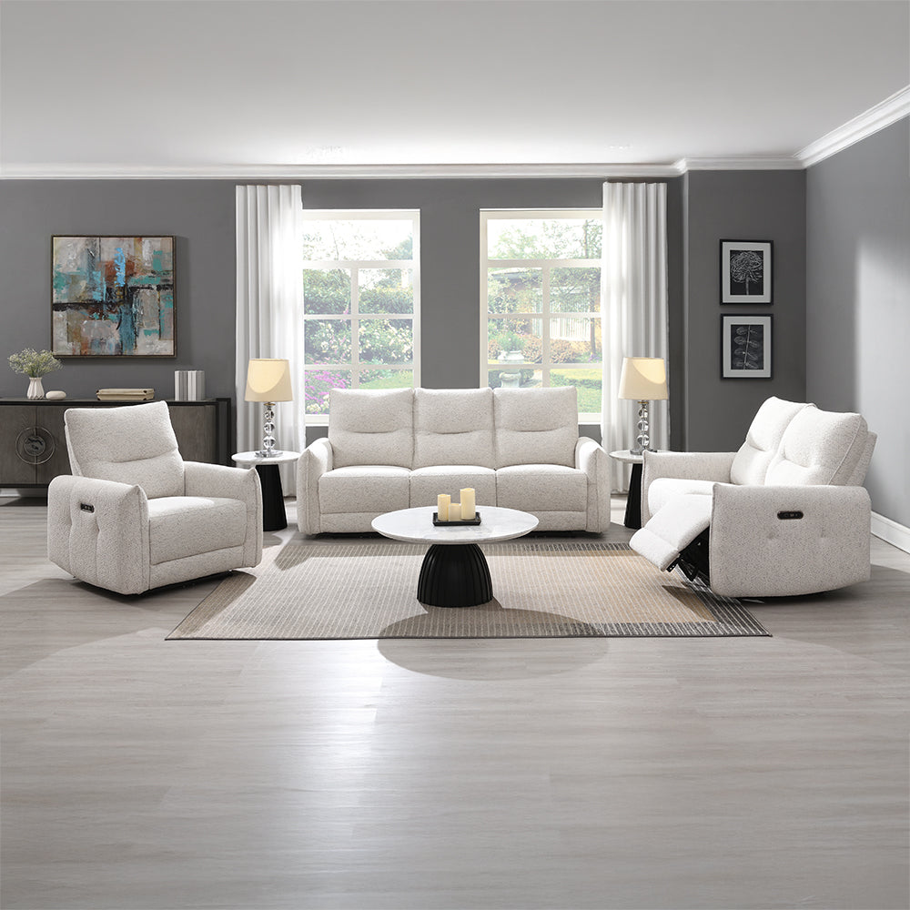 ACME Lalisa Cream Chenille Power Motion Loveseat with USB Port Model LV04781