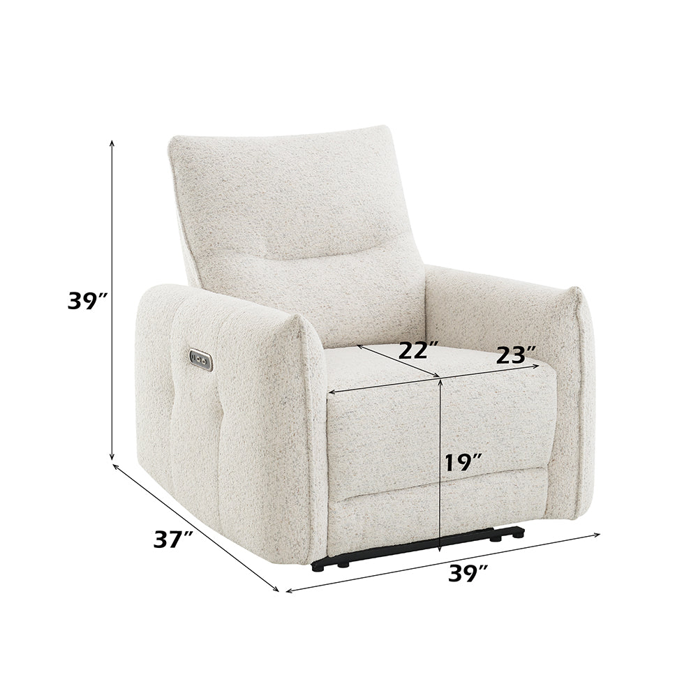ACME Lalisa Cream Chenille Power Motion Recliner with USB Port Model LV04782