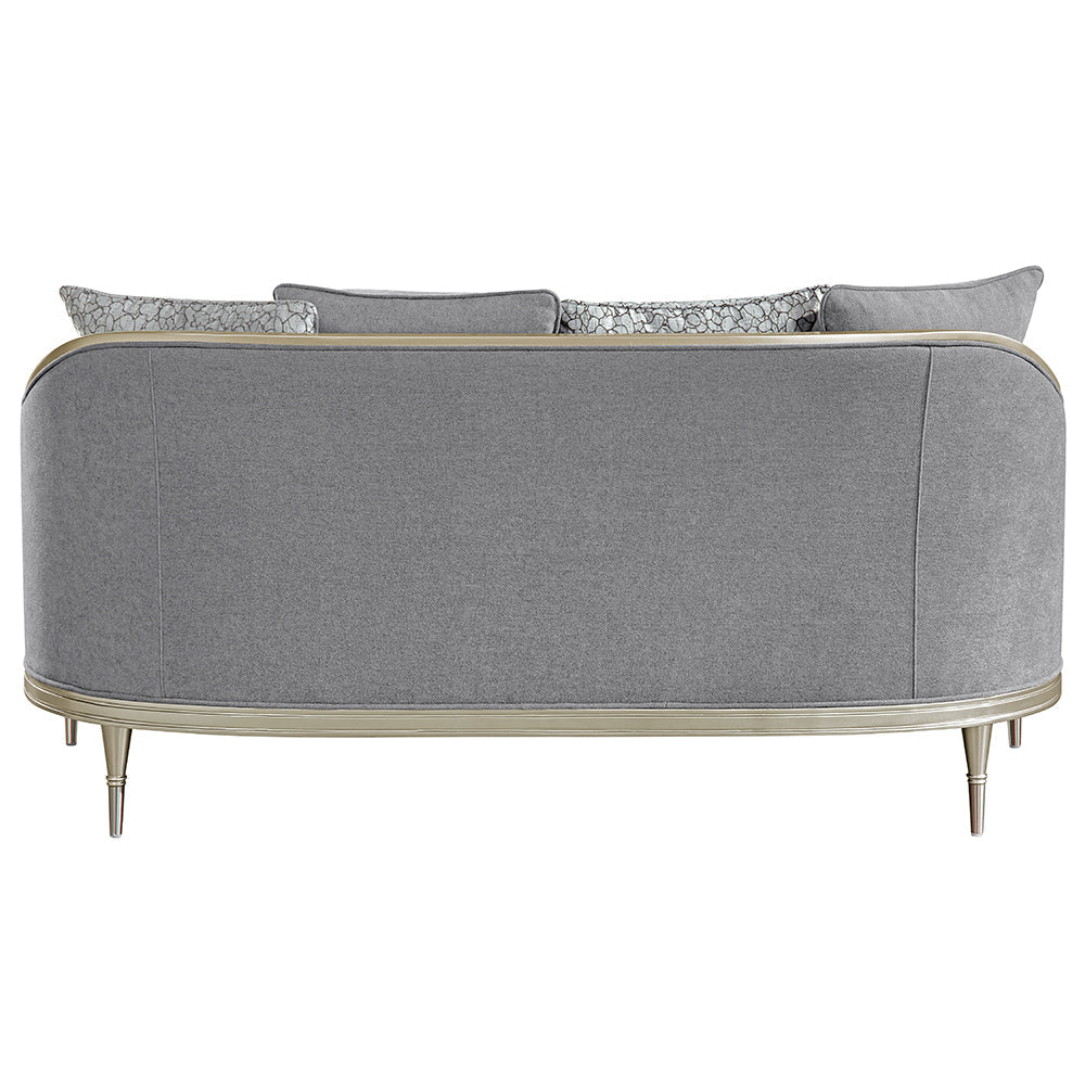 ACME Fernando Gray Chenille & Champagne Loveseat with 4 Pillows Model LV04821