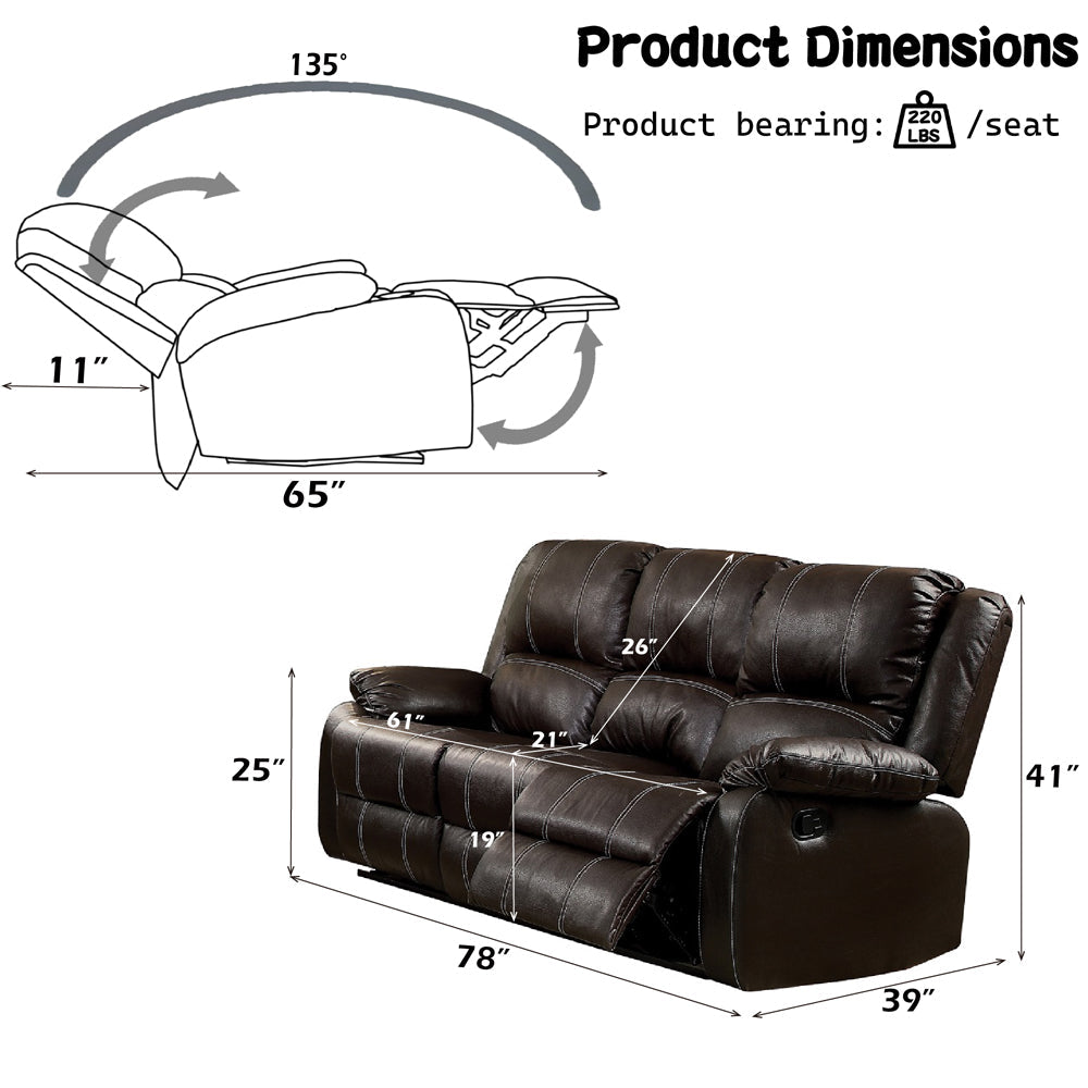 ACME Zuriel Brown Synthetic Leather Motion Sofa Model LV52280