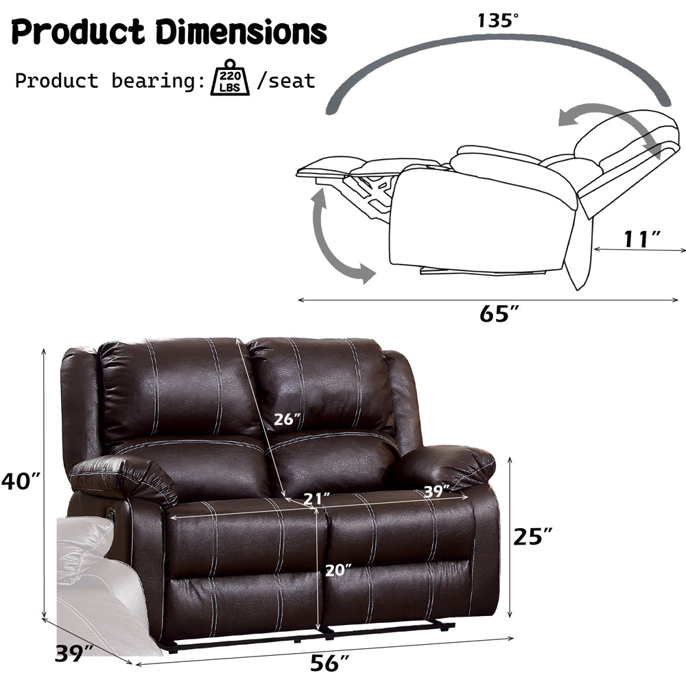 ACME Zuriel Brown Synthetic Leather Motion Loveseat Model LV52281