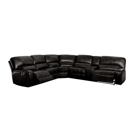 ACME Saul Black Leather Aire Power Motion Sectional Sofa Model LV54150