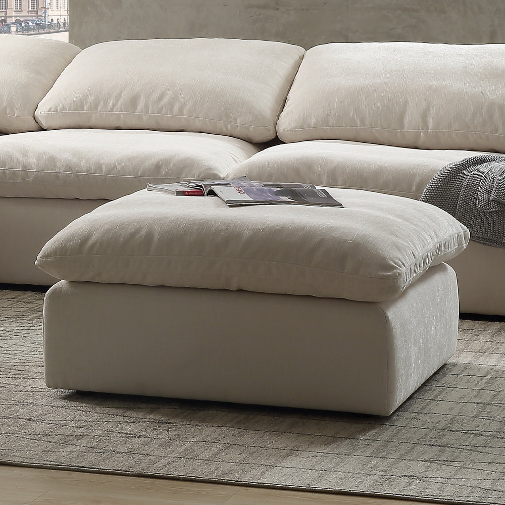 ACME Naveen Ivory Linen Modular Ottoman Model LV55132