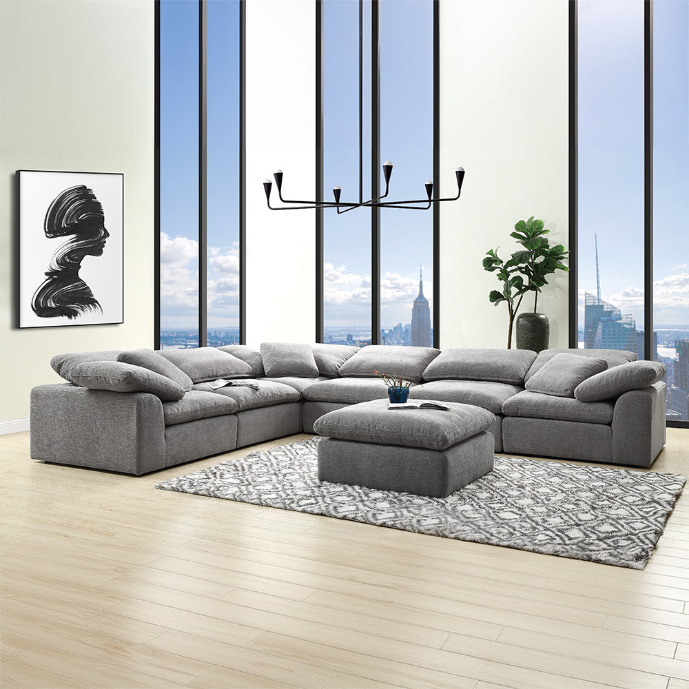 ACME Naveen Gray Linen Modular Ottoman Model LV55142