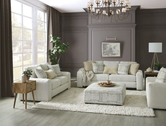 Furniture of America Cochrane Beige Contemporary Ottoman Model SM5120-OT