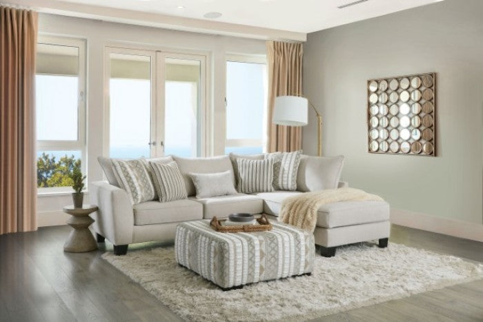 Furniture of America Clapham Beige/Ivory Contemporary Ottoman Model SM5125-OT