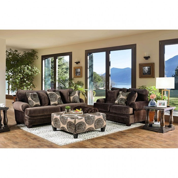 Furniture of America Bonaventura Brown/Pattern Transitional Ottoman Model SM5142BR-OT