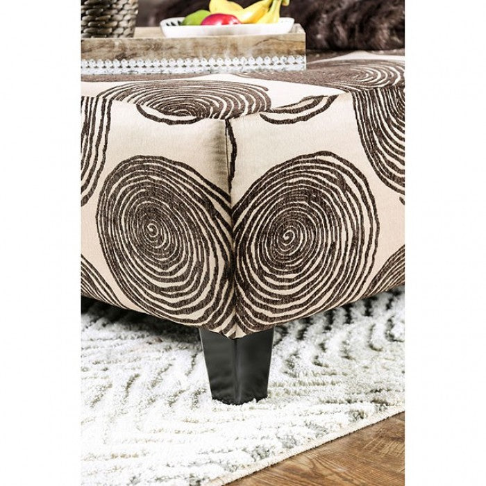 Furniture of America Bonaventura Brown/Pattern Transitional Ottoman Model SM5142BR-OT